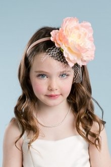 Coral Handmade Floral Birdcage Headband Coral Handmade Floral Birdcage Headband